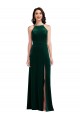 Long Sleeveless Stretch Velvet Dark Green A-Line Halter Neck Prom Dress Canada Online