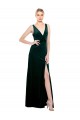 Long Sleeveless Stretch Velvet Dark Green A-Line Black Tie Prom Dress Canada Online