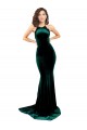 Sweep Train Sleeveless Stretch Velvet Dark Green Mermaid Prom Dress Canada Online