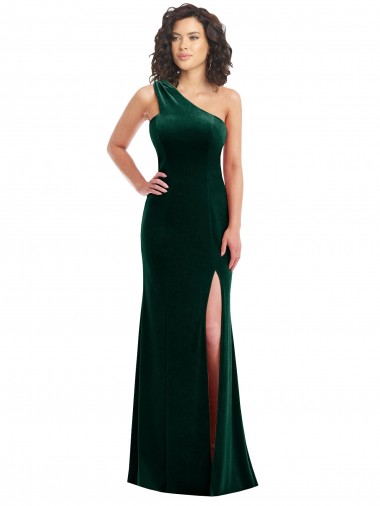 Long Sleeveless Stretch Velvet Dark Green Trumpet Black Tie Prom Dress Canada Online
