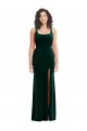 Long Sleeveless Stretch Velvet Dark Green Trumpet Prom Dress Canada Online