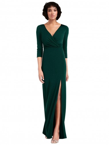 Long Long Sleeves Spandex Dark Green Trumpet Prom Dress Canada Online