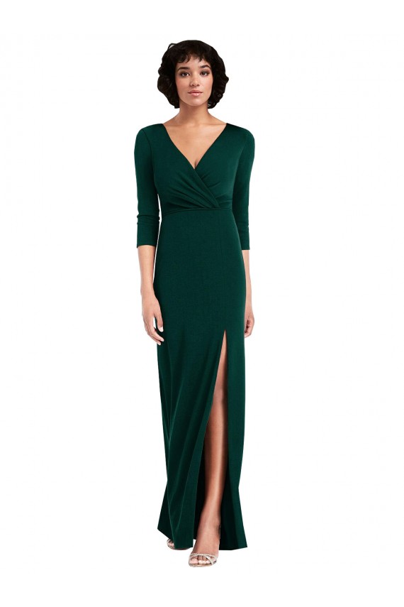 Long Long Sleeves Spandex Dark Green Trumpet Prom Dress Canada Online
