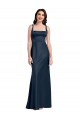 Long Sleeveless Stretch Satin Dark Navy Square Neck A-Line Prom Dress Canada Online