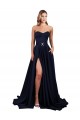 Long Sleeveless Stretch Crepe Dark Navy A-Line Prom Dress Canada Online
