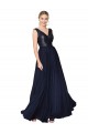 Long Sleeveless Soft Chiffon & Sequin Dark Navy A-Line Prom Dress Canada Online