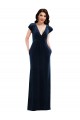 Long Flutter Sleeves Stretch Velvet Dark Navy A-Line Prom Dress Canada Online