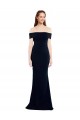 Long Sleeveless Stretch Crepe Dark Navy Mermaid Off the Shoulder Prom Dress Canada Online