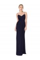 Long Sleeveless Soft Chiffon Dark Navy Mermaid High Neck Prom Dress Canada Online