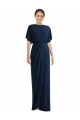 Short Sleeves Long Spandex Dark Navy Sheath Prom Dress Canada Online