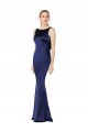 Long Sleeveless Stretch Satin Dark Navy Sheath Prom Dress Canada Online