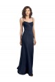 Long Sleeveless Stretch Crepe Dark Navy Sheath Prom Dress Canada Online