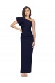 Long Sleeveless Stretch Crepe Dark Navy Sheath One Shoulder Prom Dress Canada Online