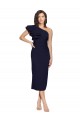 Midi Length Sleeveless Stretch Crepe Dark Navy Sheath Prom Dress Canada Online