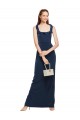 Long Sleeveless Stretch Crepe Dark Navy Scoop Neck Sheath Prom Dress Canada Online