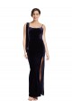 Long Sleeveless Stretch Velvet Dark Navy Sheath Prom Dress Canada Online