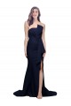 Sweep Train Sleeveless Stretch Crepe Dark Navy Sheath Prom Dress Canada Online