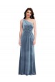 Long Sleeveless Stretch Velvet Dusty Blue A-Line Prom Dress Canada Online