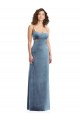Long Sleeveless Stretch Velvet Dusty Blue Square Neck Sheath Prom Dress Canada Online