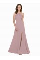 Long Sleeveless Stretch Crepe Dusty Pink A-Line Keyhole Back Prom Dress Canada Online