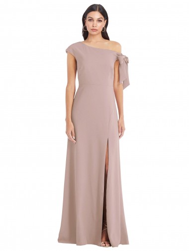 Long Sleeveless Stretch Crepe Dusty Pink A-Line Prom Dress Canada Online