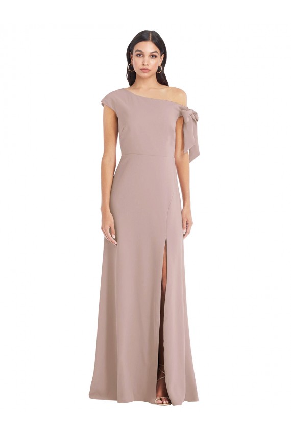 Long Sleeveless Stretch Crepe Dusty Pink A-Line Prom Dress Canada Online