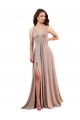 Long Sleeveless Spandex Dusty Pink A-Line Black Tie Prom Dress Canada Online