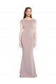 Long Cap Sleeves Stretch Crepe Dusty Pink Mermaid Prom Dress Canada Online