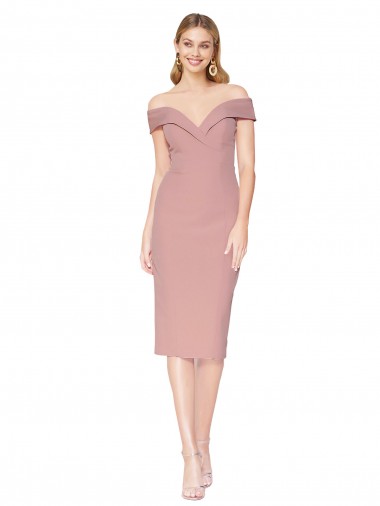 Knee Length Sleeveless Stretch Crepe Dusty Pink Mermaid Black Tie Prom Dress Canada Online