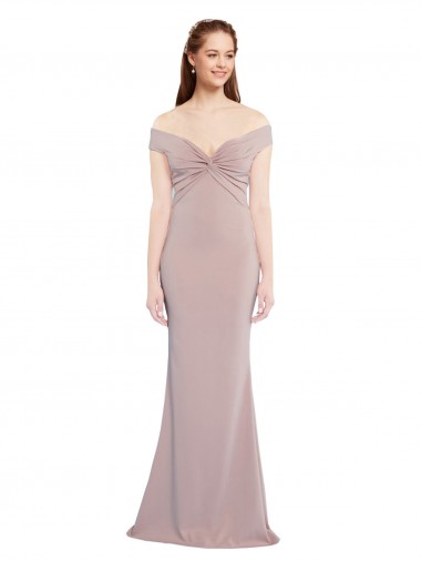 Long Sleeveless Stretch Crepe Dusty Pink Mermaid Prom Dress Canada Online