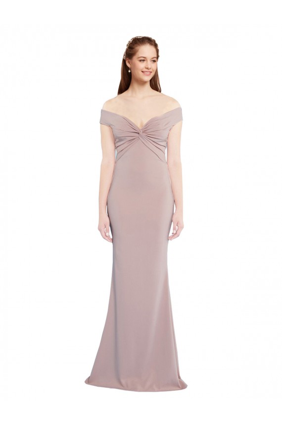 Long Sleeveless Stretch Crepe Dusty Pink Mermaid Prom Dress Canada Online