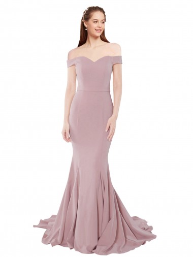 Sweep Train Sleeveless Stretch Crepe Dusty Pink Mermaid Prom Dress Canada Online