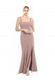 Long Sleeveless Stretch Crepe Dusty Pink Mermaid High Neck Prom Dress Canada Online