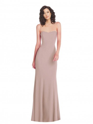 Long Sleeveless Stretch Crepe Dusty Pink Mermaid Sweetheart Prom Dress Canada Online