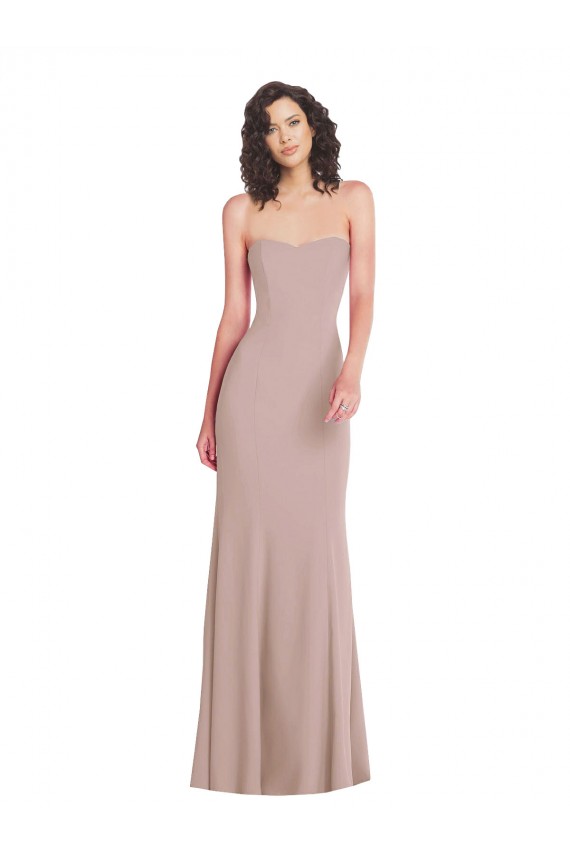 Long Sleeveless Stretch Crepe Dusty Pink Mermaid Sweetheart Prom Dress Canada Online