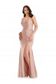 Long Sleeveless Silky Satin Dusty Pink Mermaid Plus Size Formal Prom Dress Canada Online