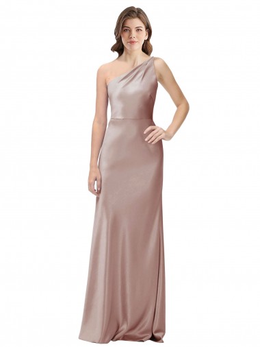 Long Sleeveless Stretch Satin Dusty Pink Sheath Prom Dress Canada Online