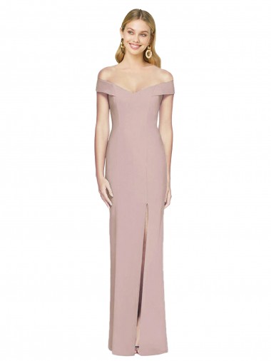 Long Sleeveless Stretch Crepe Dusty Pink Trumpet Prom Dress Canada Online