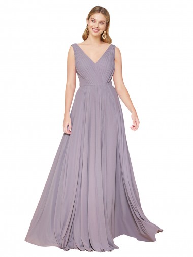 Long Sleeveless Soft Chiffon Dusty Rose A-Line Prom Dress Canada Online