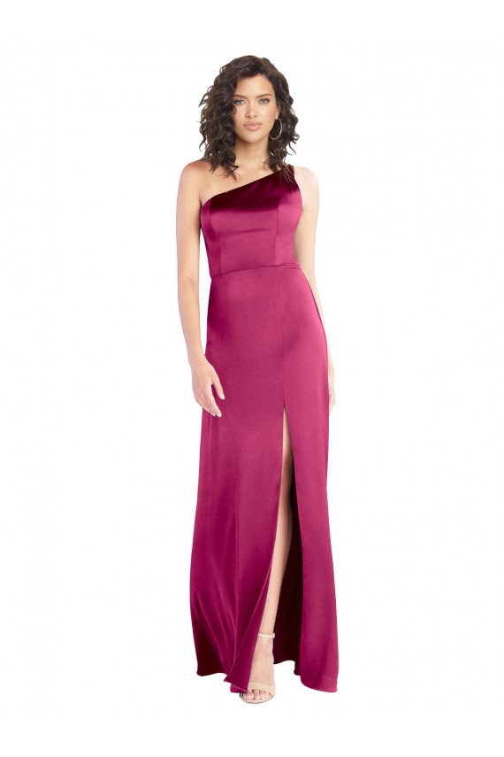 Long Sleeveless Stretch Satin Fuchsia A-Line Open Back Prom Dress Canada Online