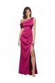 Long Sleeveless Stretch Satin Fuchsia A-Line Prom Dress Canada Online