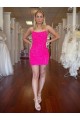 Short Sleeveless Velvet Sequin Fuchsia Sheath Prom Dress Canada Online