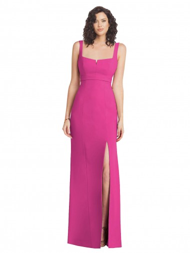 Long Sleeveless Stretch Crepe Fuchsia Trumpet Prom Dress Canada Online