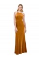 Long Sleeveless Stretch Velvet Gold A-Line Open Back Prom Dress Canada Online