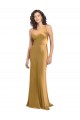 Long Sleeveless Stretch Satin Gold A-Line Prom Dress Canada Online