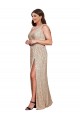 Long Sleeveless Sequin Gold A-Line Black Tie Plus Size Prom Dress Canada Online