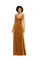 Long Sleeveless Stretch Velvet Gold Trumpet Prom Dress Canada Online