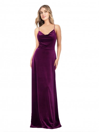 Long Sleeveless Stretch Velvet Grape A-Line Prom Dress Canada Online