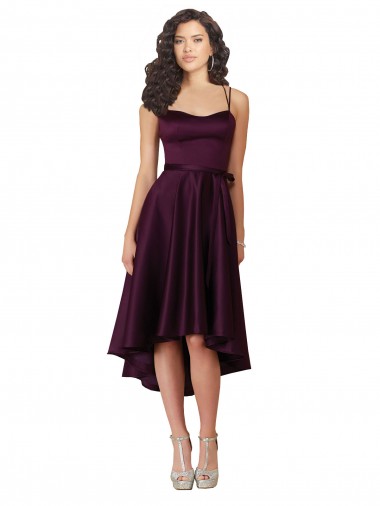 Short Sleeveless Satin Grape A-Line High Low Prom Dress Canada Online