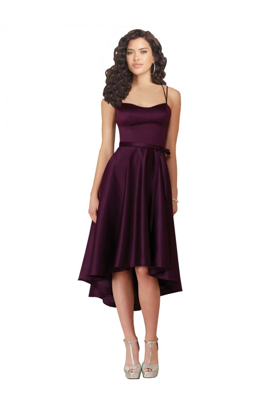 Short Sleeveless Satin Grape A-Line High Low Prom Dress Canada Online
